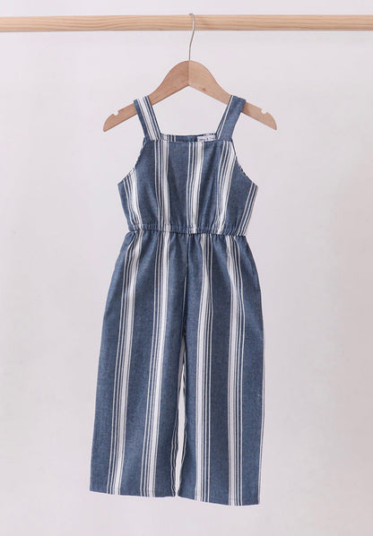 Navy Stripe Linen Jump suit