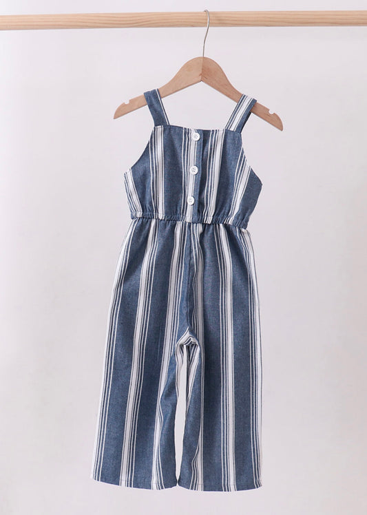 Navy Stripe Linen Jump suit