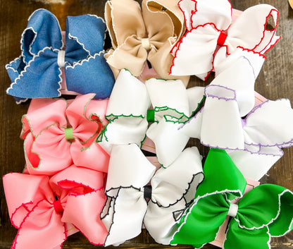 5" Classic Moonstitch Boutique Bows Girls Hair Accessories | Clip