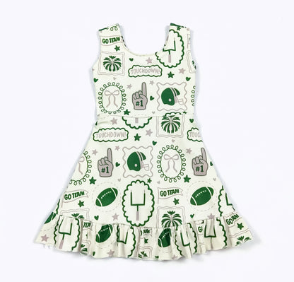Green go team girls athletic dress