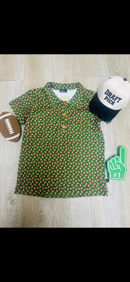 Green Football Boy Collar shirt