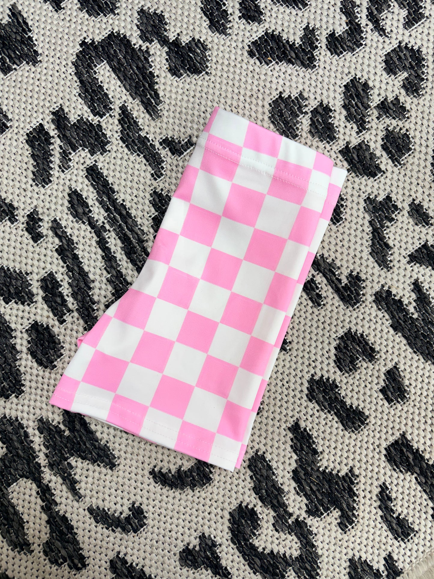 Pink Checkered Biker Shorts