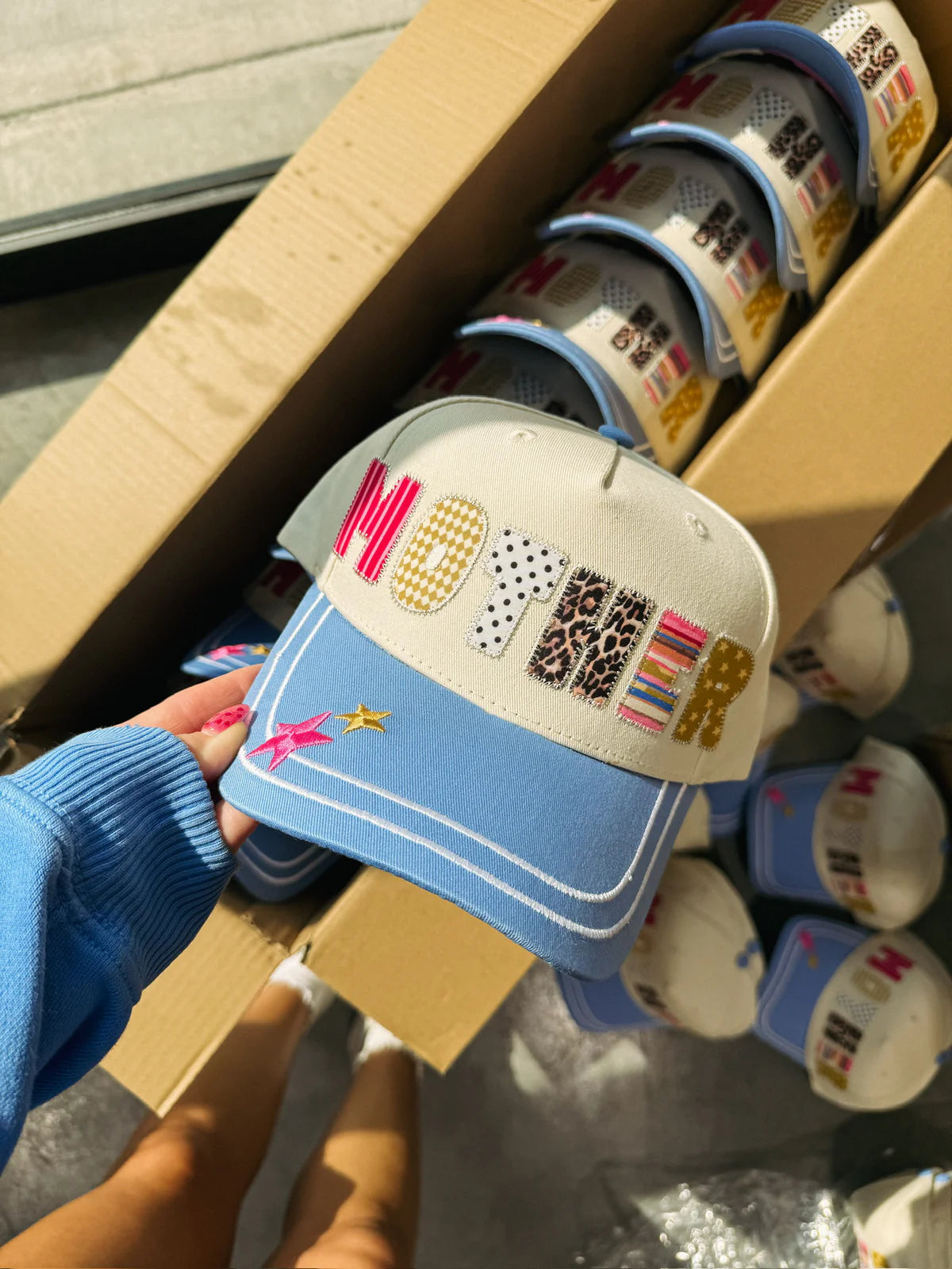 Mother Patchwork Truck Hat cream/blue