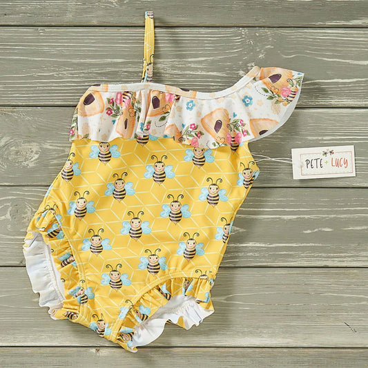 One-piece bee swimsuit