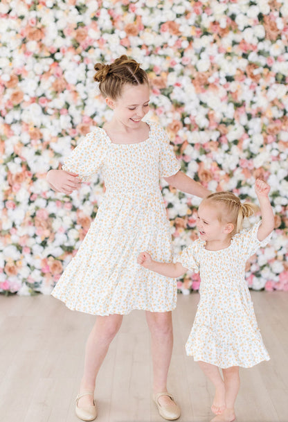 Marvelous marigolds smocked ruffle dress