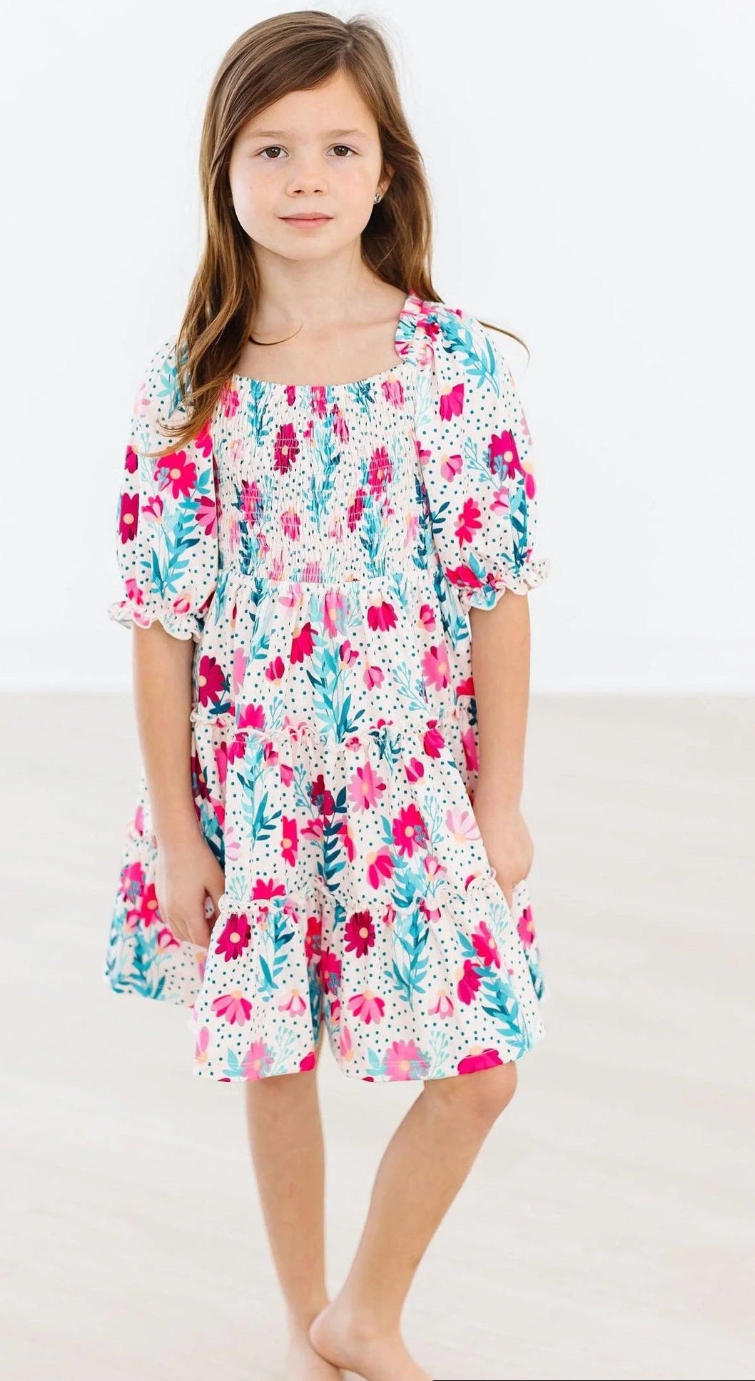 Dots and Daisies smocked dress