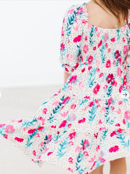 Dots and Daisies smocked dress