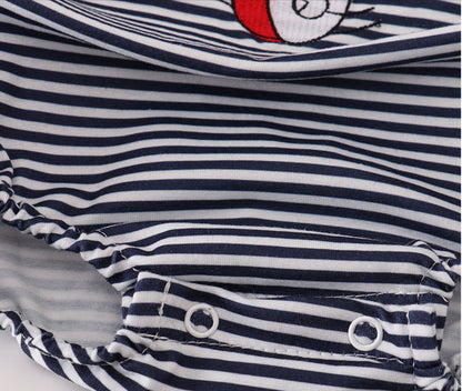 Navy stripe racing car romper