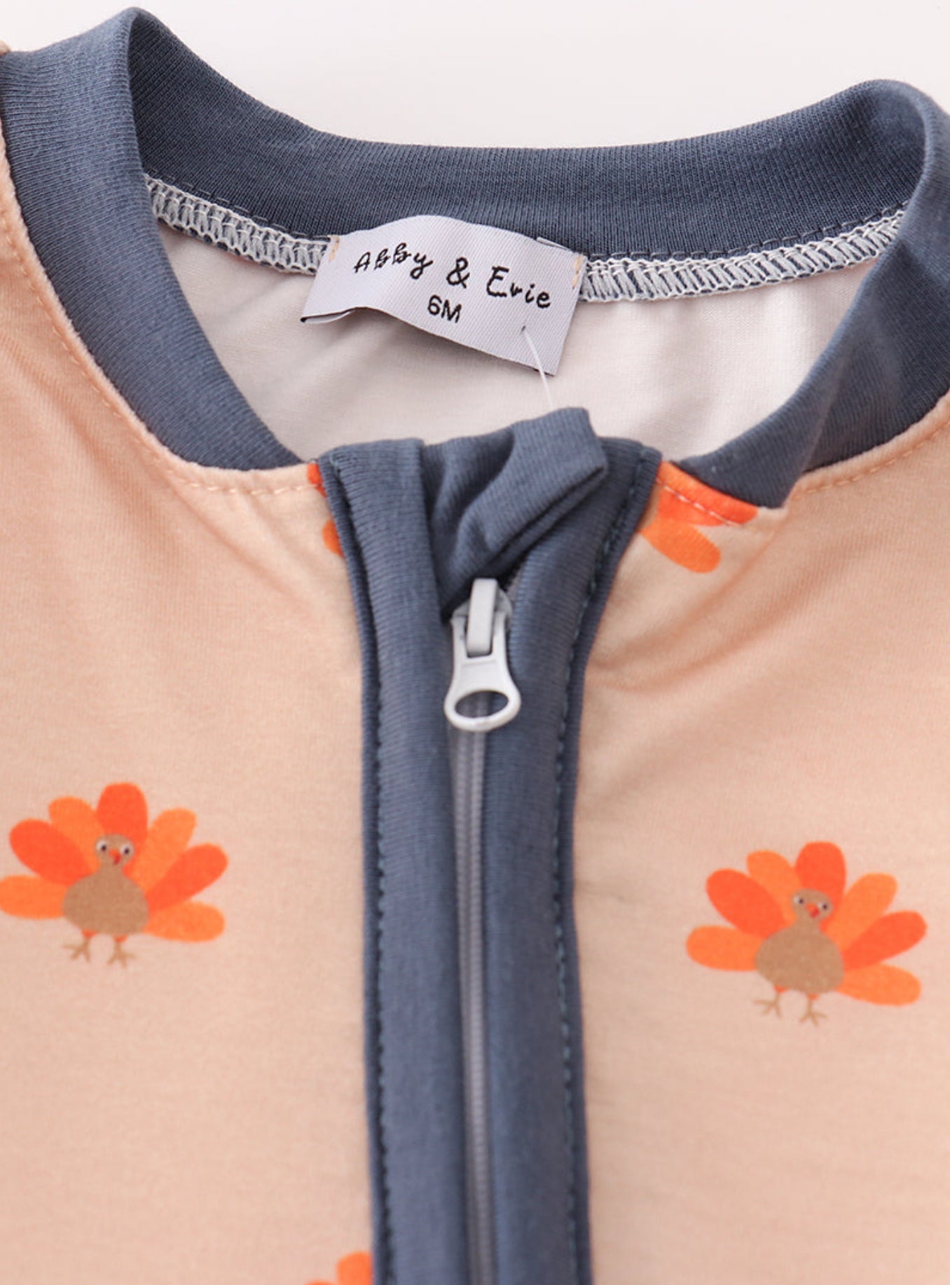 Turkey zip print boy pajamas