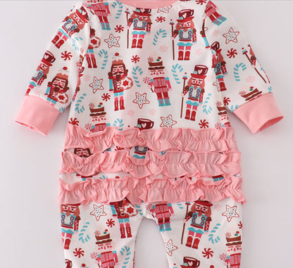 Pink Christmas nutcracker romper