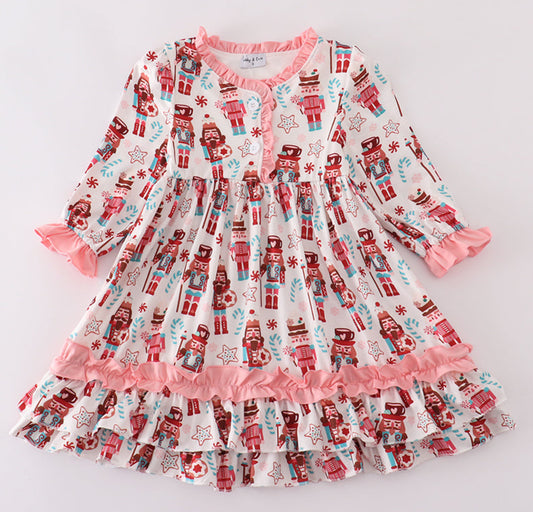 Christmas Nutcracker print ruffle gown