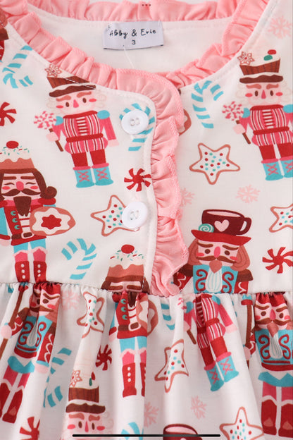 Christmas Nutcracker print ruffle gown