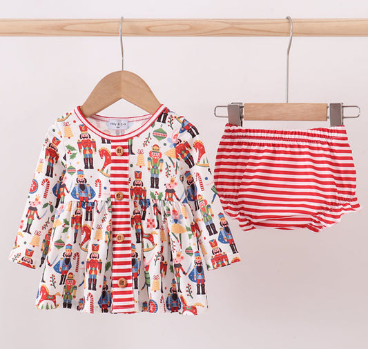 Red Nutcracker print bloomer set