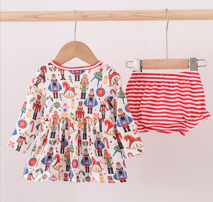Red Nutcracker print bloomer set