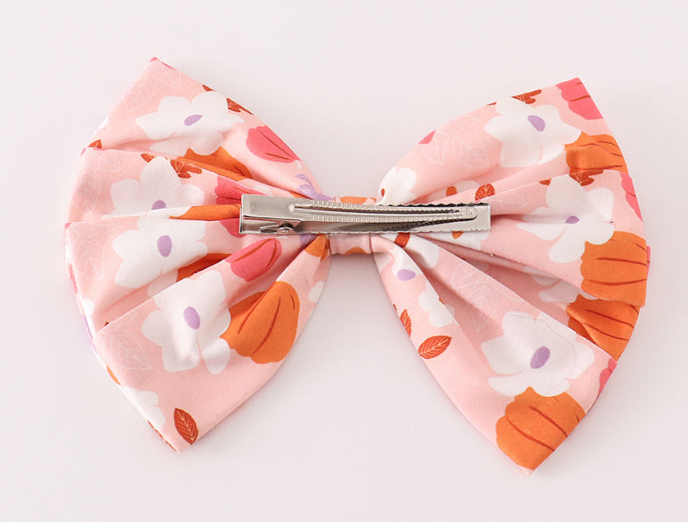 Pumpkin floral print 1pc hair bow