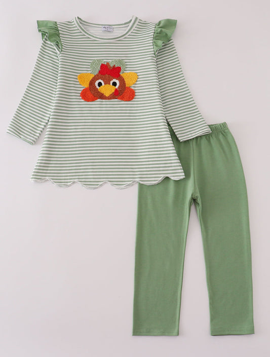 Green turkey stripe stripe shirt