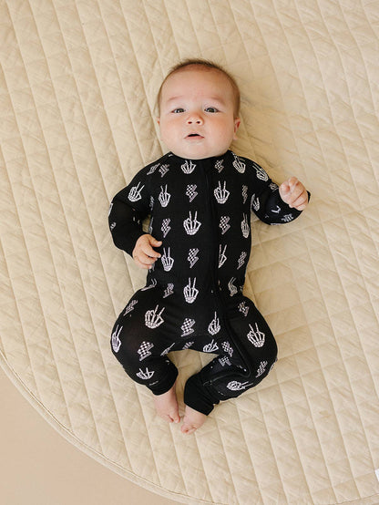 Halloween Bamboo Baby Zip Romper | Skelly Vibes