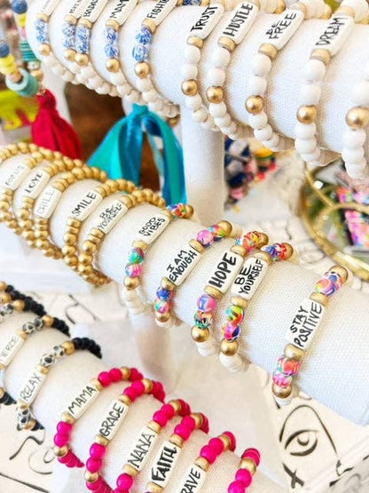 Affirmation Word Beaded Bracelets Inspirational - Abstract
