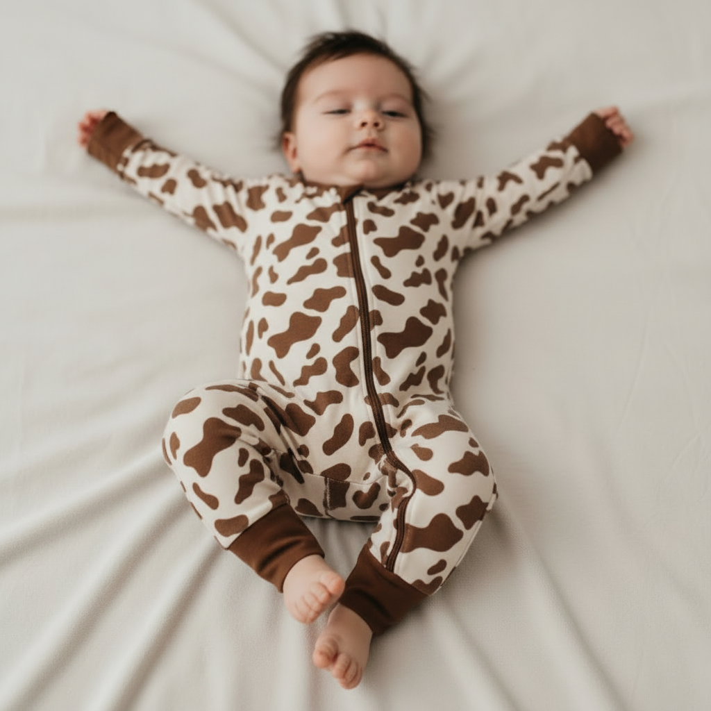 Bamboo Zip Romper | Brown Cow