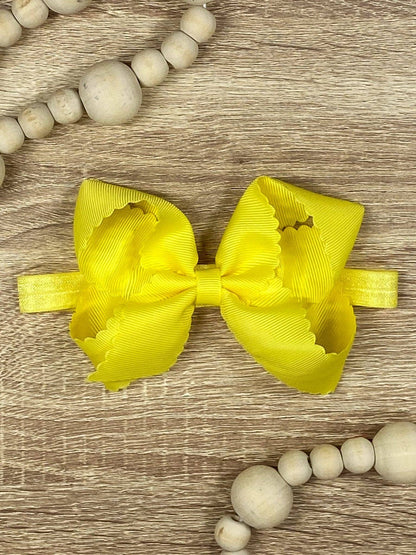 4.5" Classic Scalloped Hair Bow | Headband