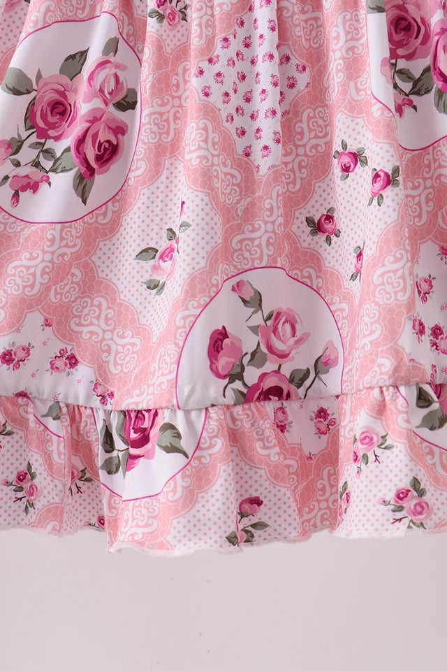 Pink Floral Bamboo Set