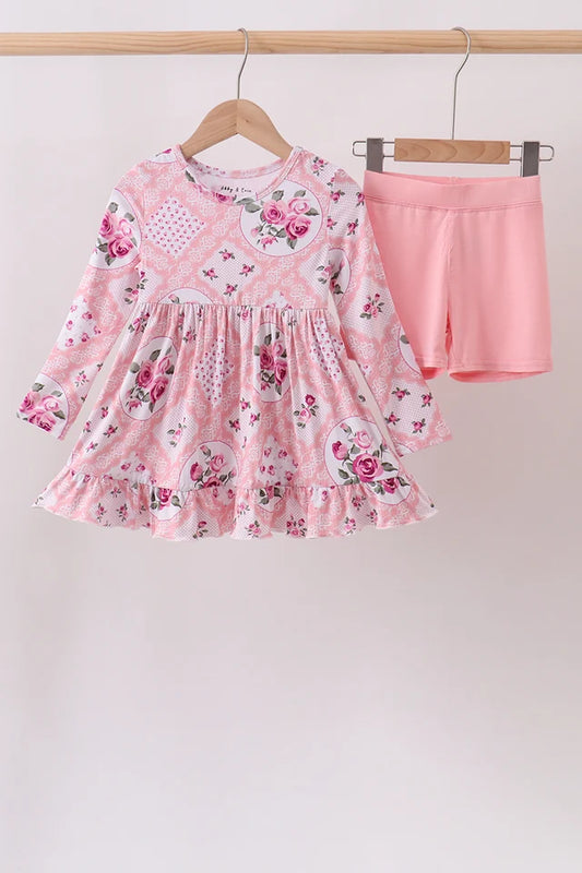 Pink Floral Bamboo Set