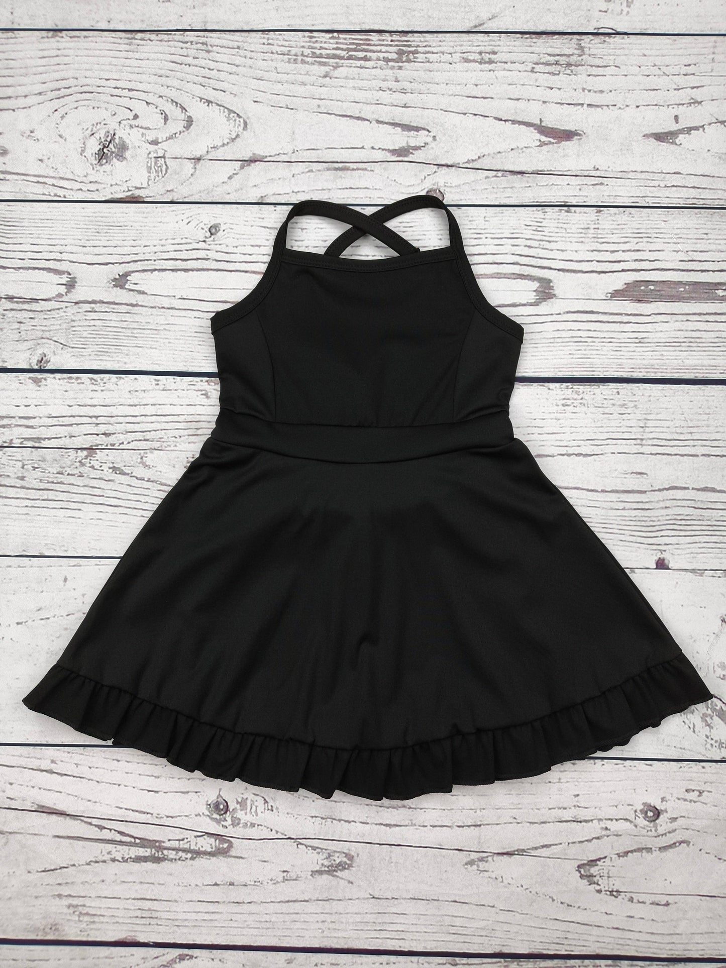 Black Girls Athletic Dress with Ruffle