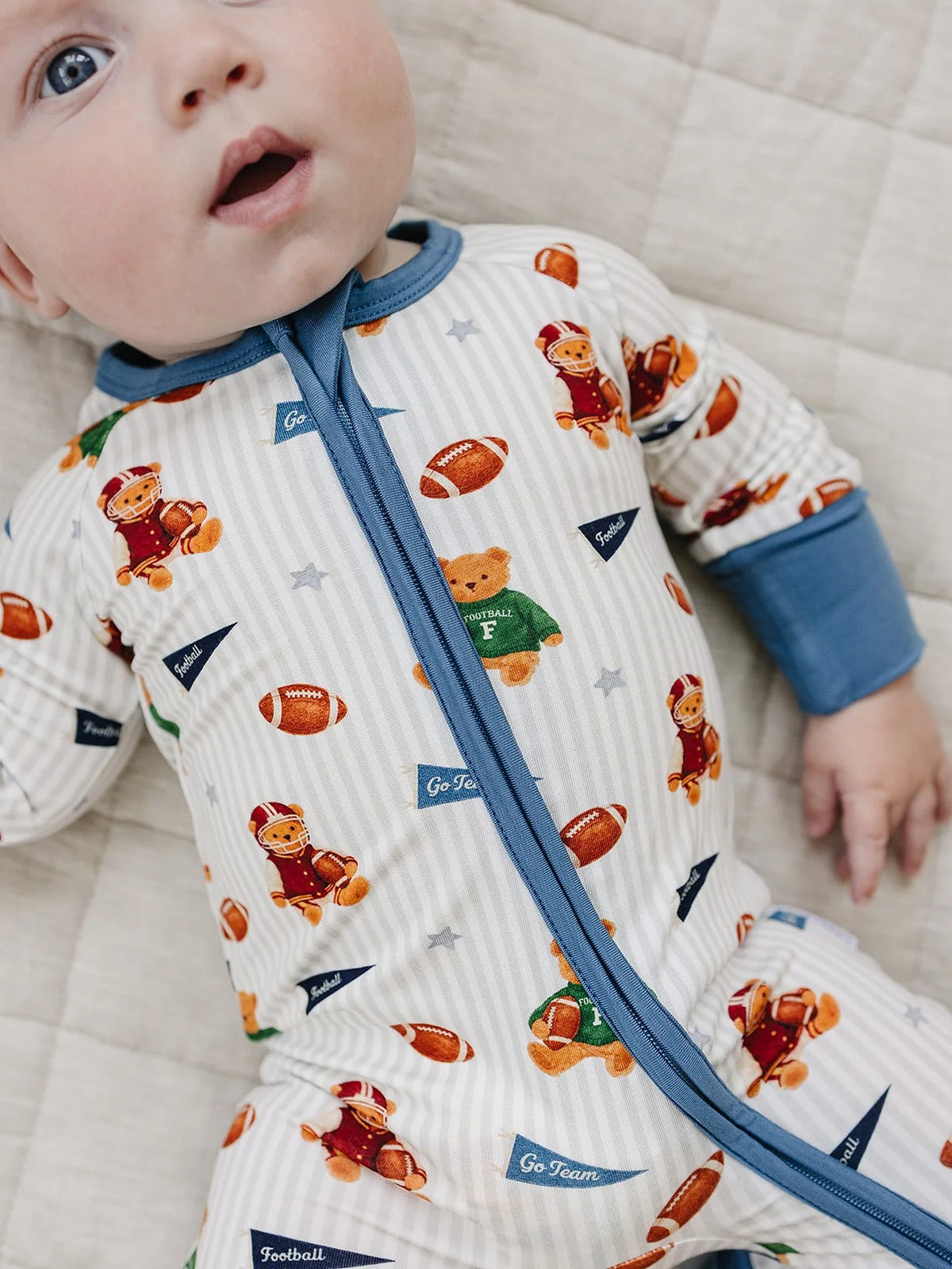 Bamboo Zip Romper | Touchdown Teddy