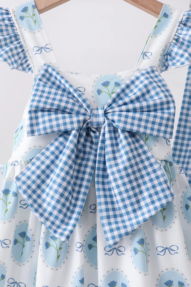 Blue Gingham Floral Set