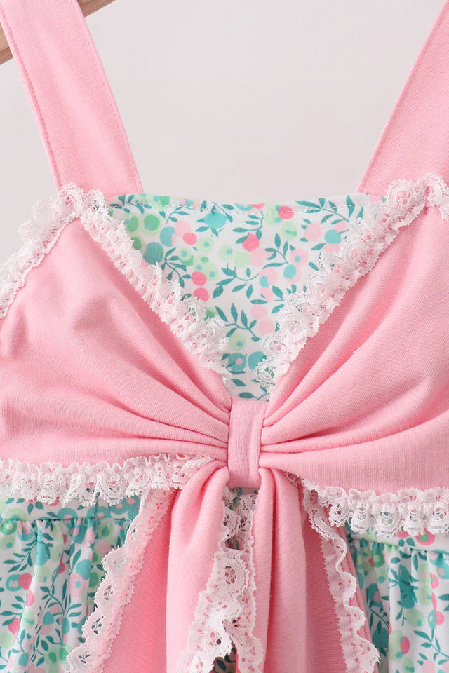 Pink Bow Floral Knit Bubble