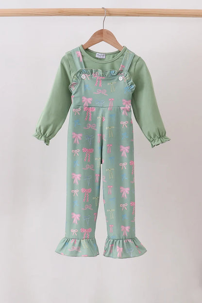 Sage Bow Ruffle Jumpsuit