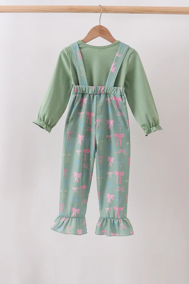 Sage Bow Ruffle Jumpsuit