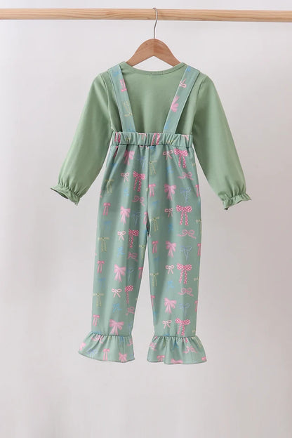 Sage Bow Ruffle Jumpsuit