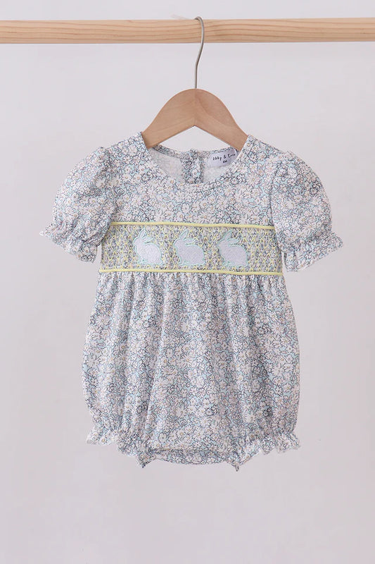 Floral Bunny Smocked Bubble