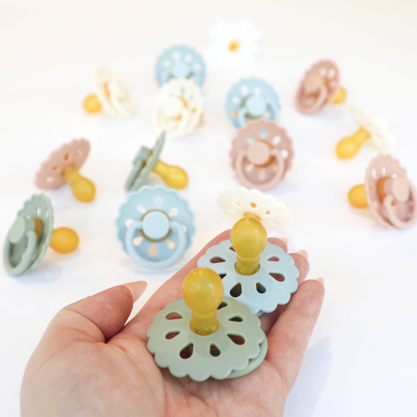 Natural Latex Pacifiers - Size 1 (0-6M) Sage & Dusty Blue