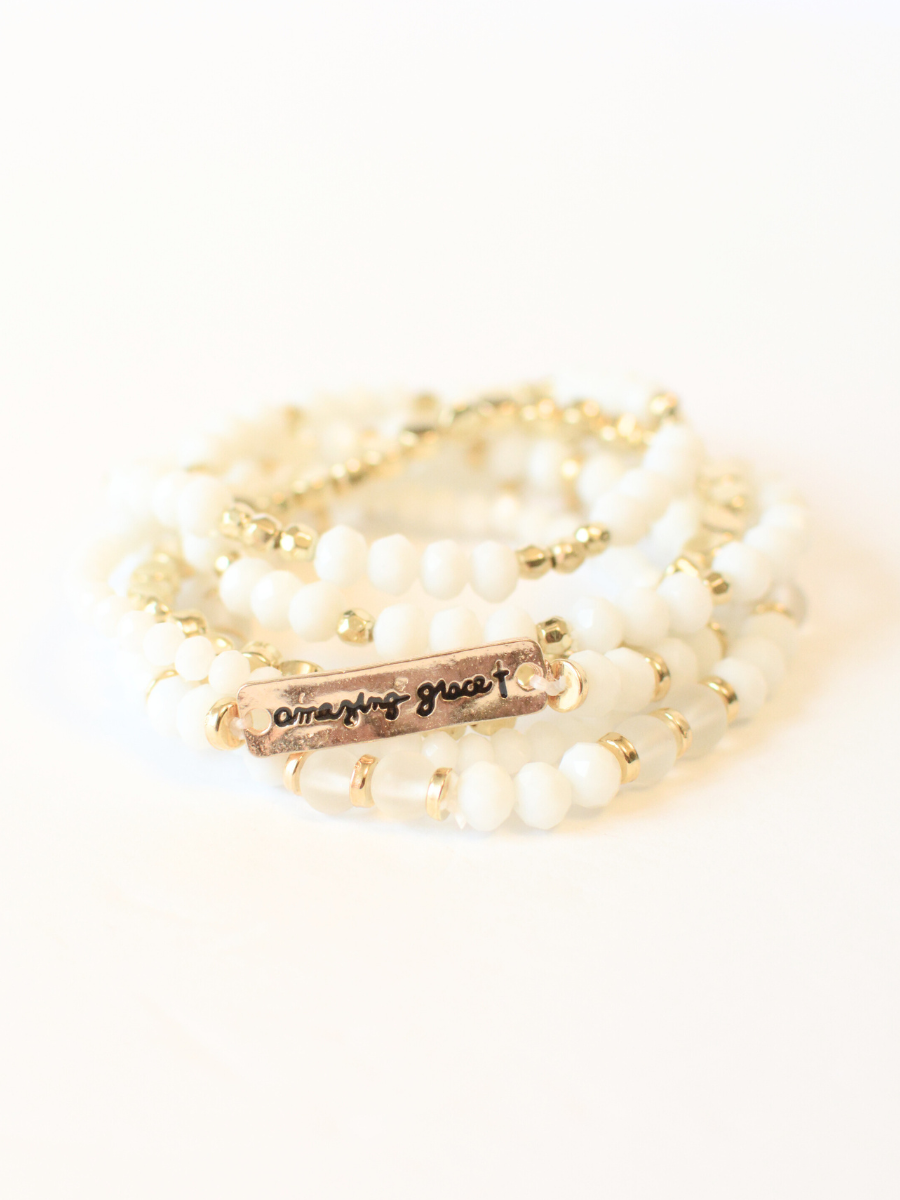 Amazing Grace beaded bracelet set jewelry Christian faith