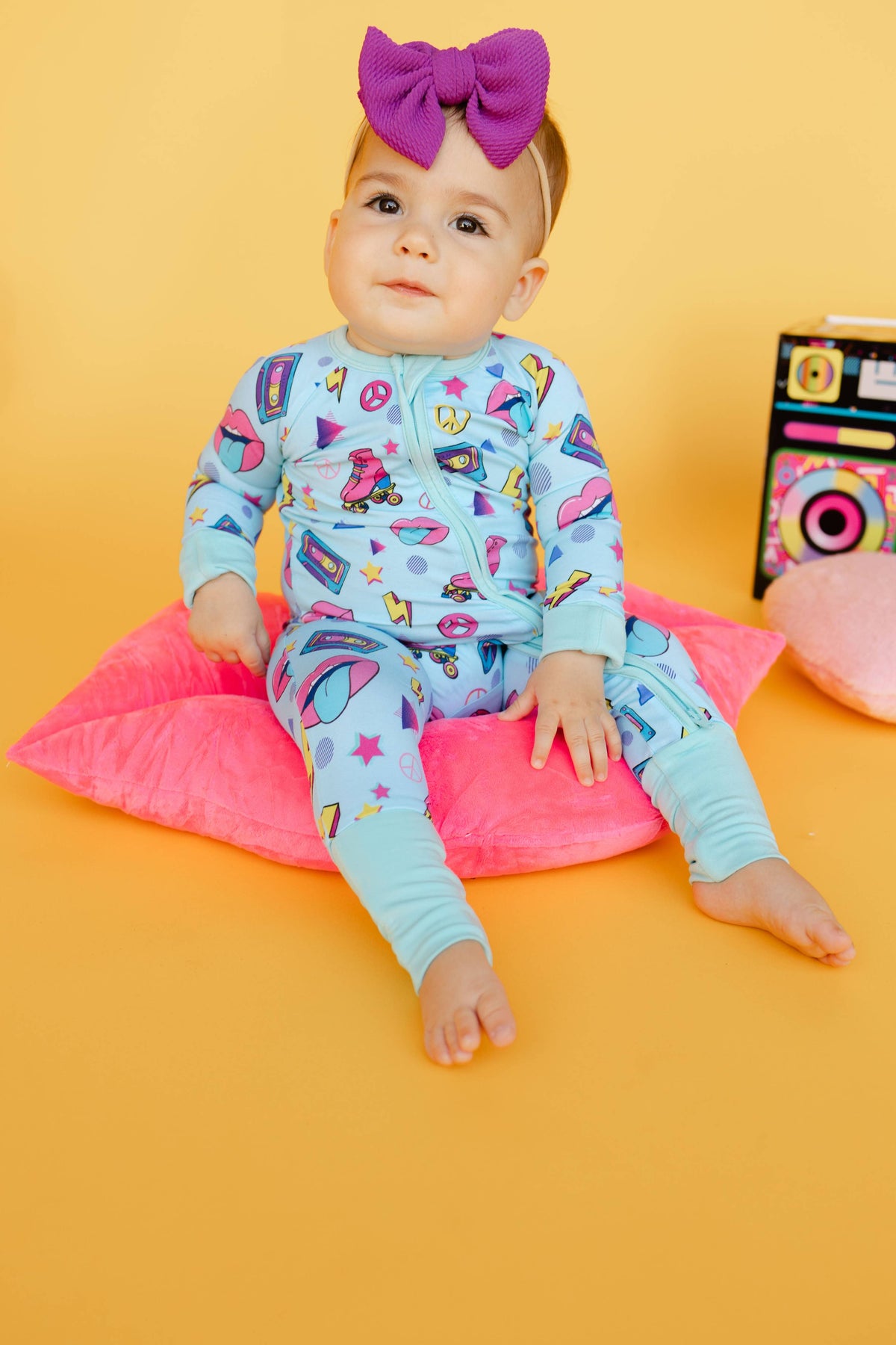 Bamboo Zip Romper | Neon Dreams