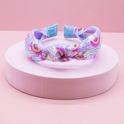 Kids Sequin Knot Headband - Rainbow