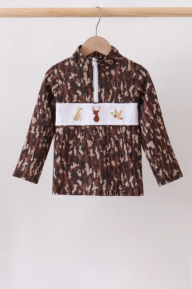 Camo Hunting Embroidered Pullover