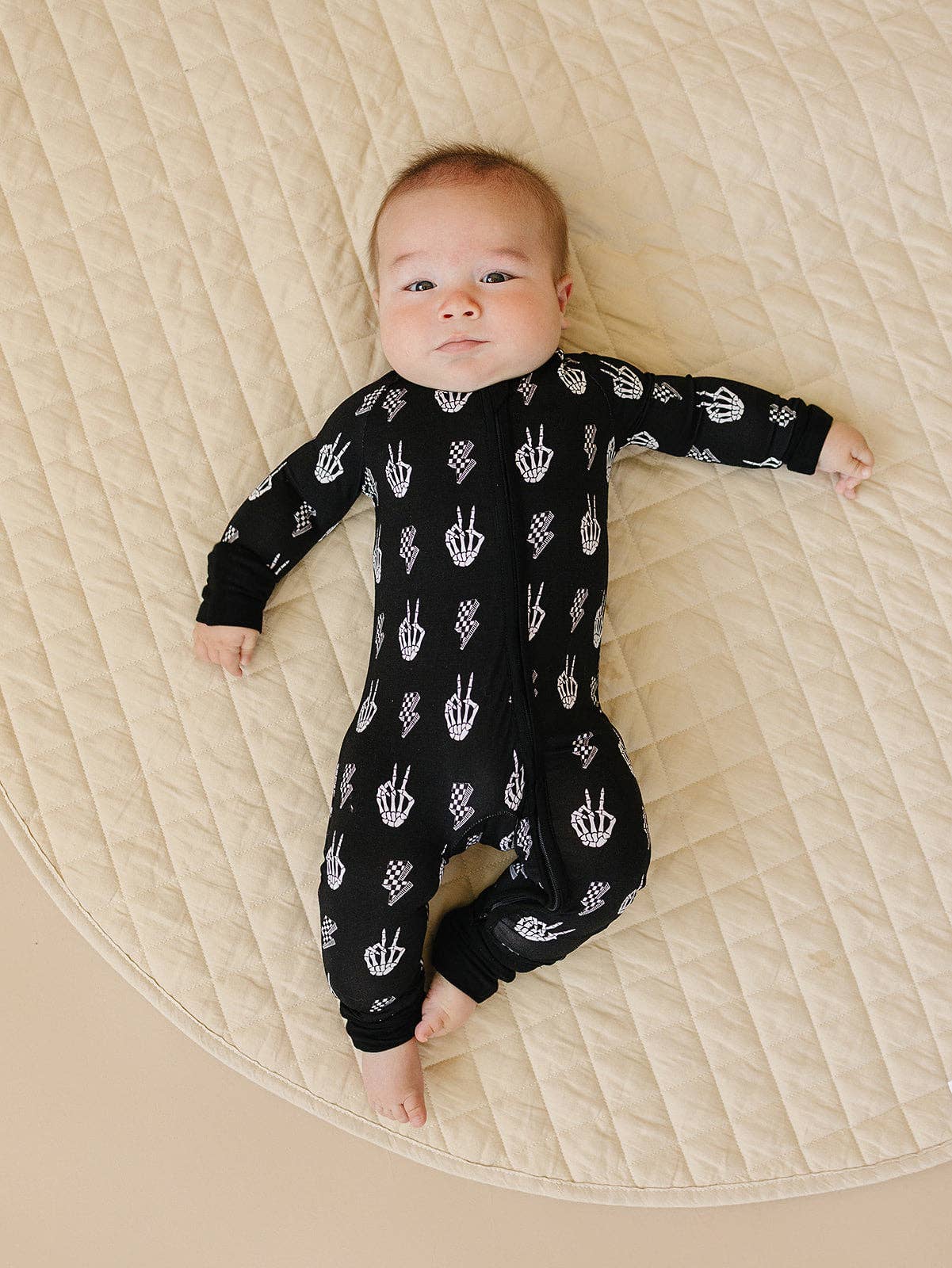 Halloween Bamboo Baby Zip Romper | Skelly Vibes