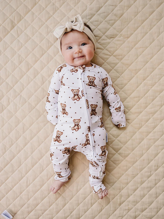 Bamboo Zip Romper | Cute Bear