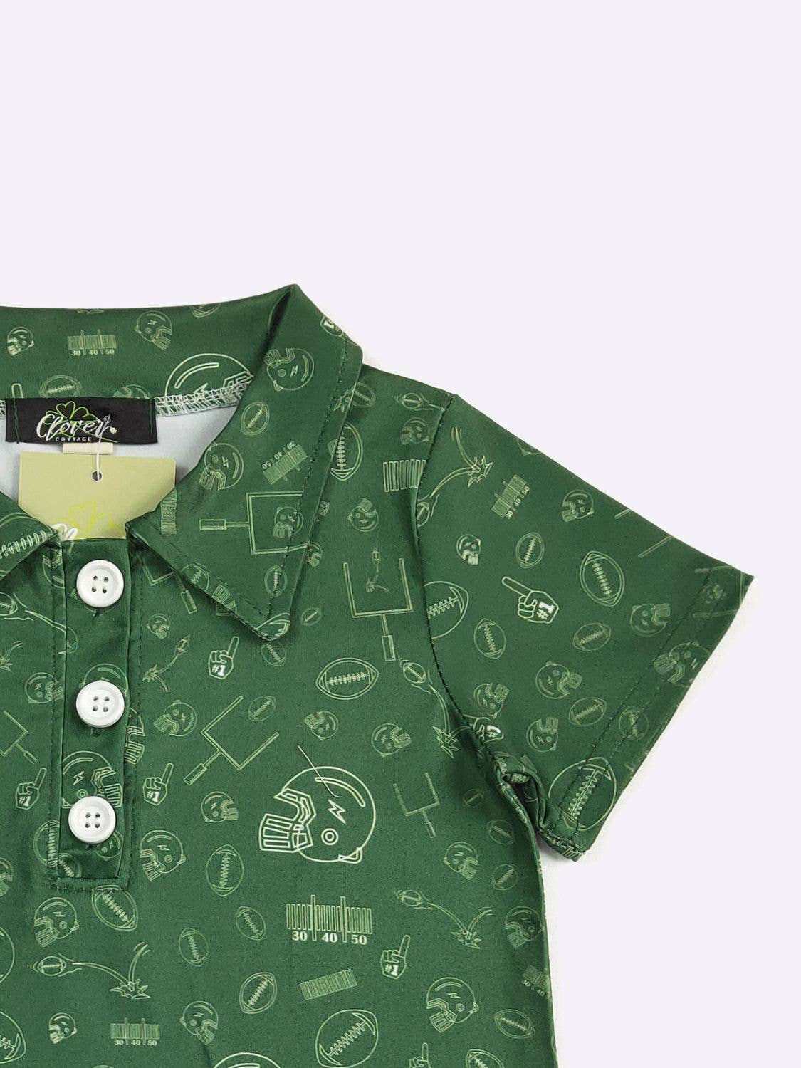 Football Field Goal Boy Collar Shirt-Green