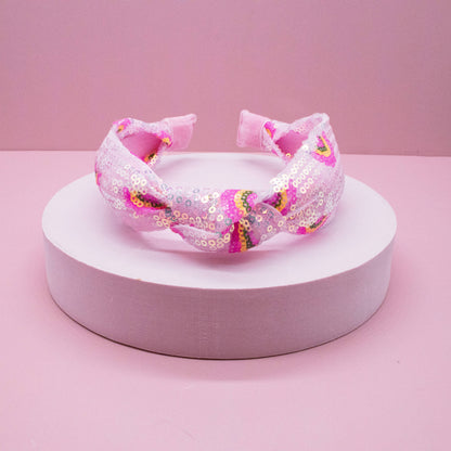 Kids Sequin Knot Headband - Rainbow