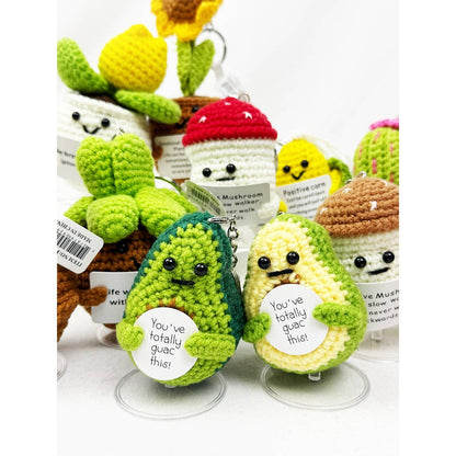 Happy Plant and Veggie Crochet Keychain