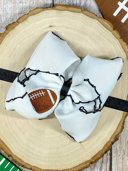 Football Embroidered Moonstitch Hair Bow | Clip or Headband