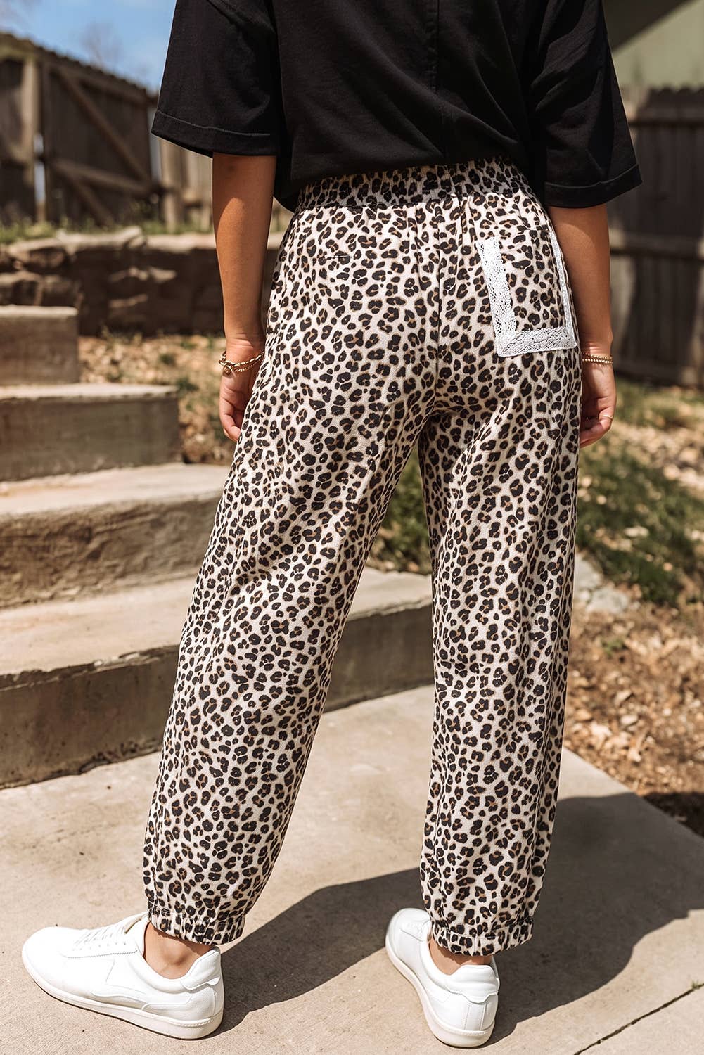 Casual Leopard Print Ankle-Length Elastic Waist Pants