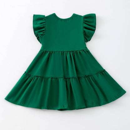 Sequin Football Girls Dress-Green
