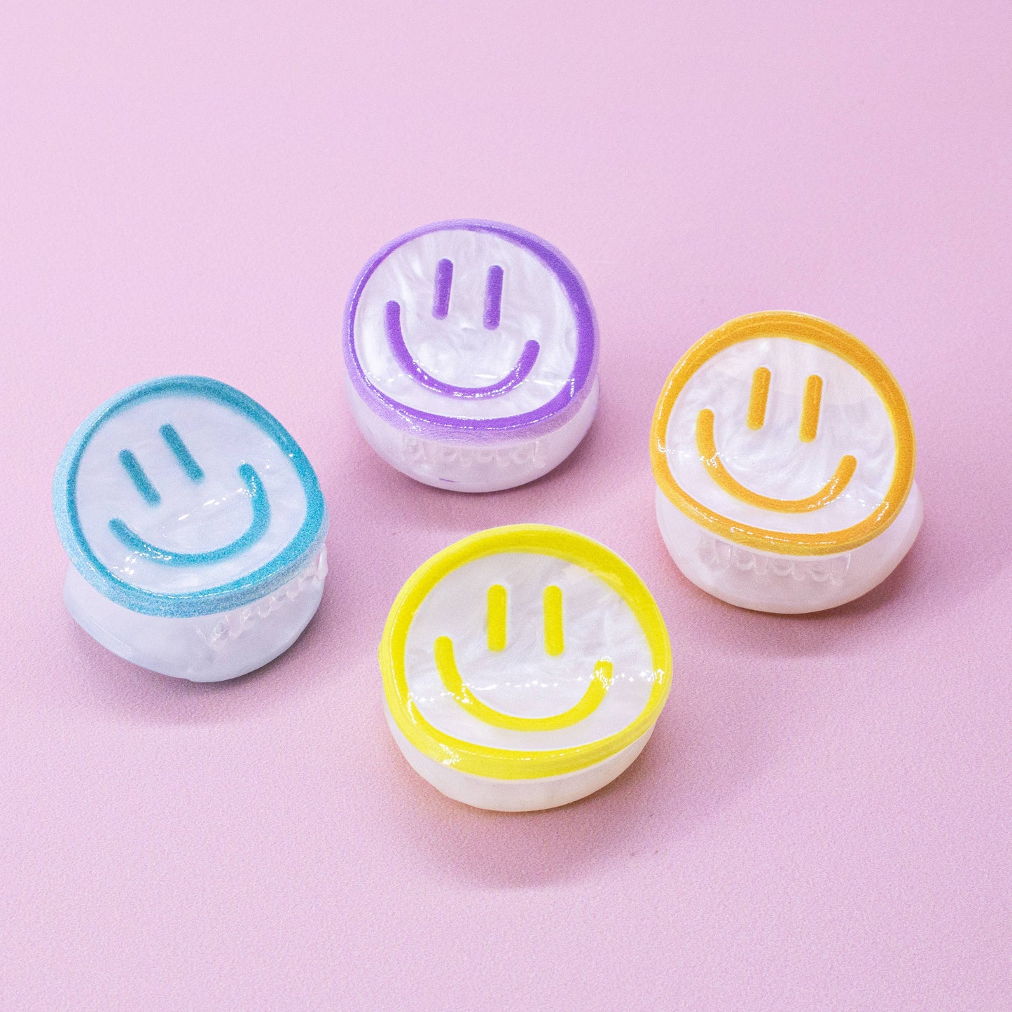 Small Emoji Smiley Face Hair Claw Clips - 4 Pack