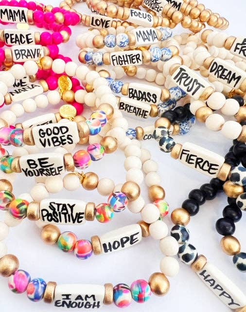 Affirmation Word Beaded Bracelets Inspirational - Abstract