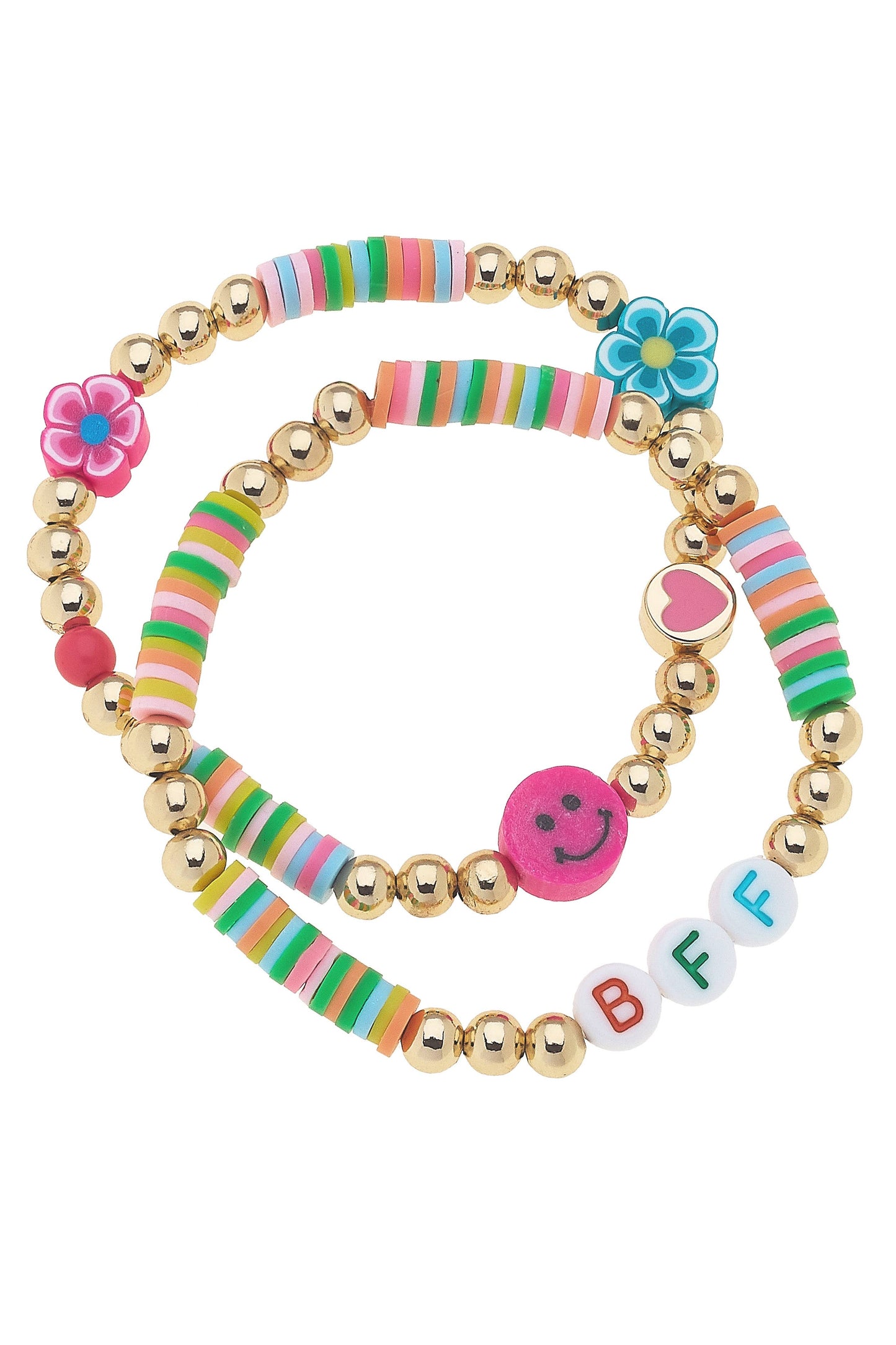 Mini BFF Rainbow Children's Stretch Bracelet Set of 2